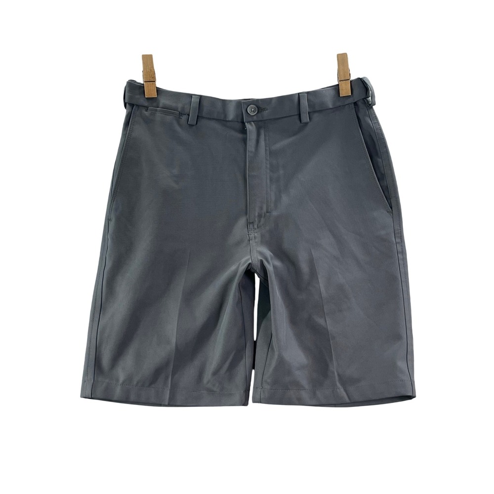 Haggar Cool 18 Pro Shorts Mens 32 Gray Performance Golf Flat Front Sportswear
